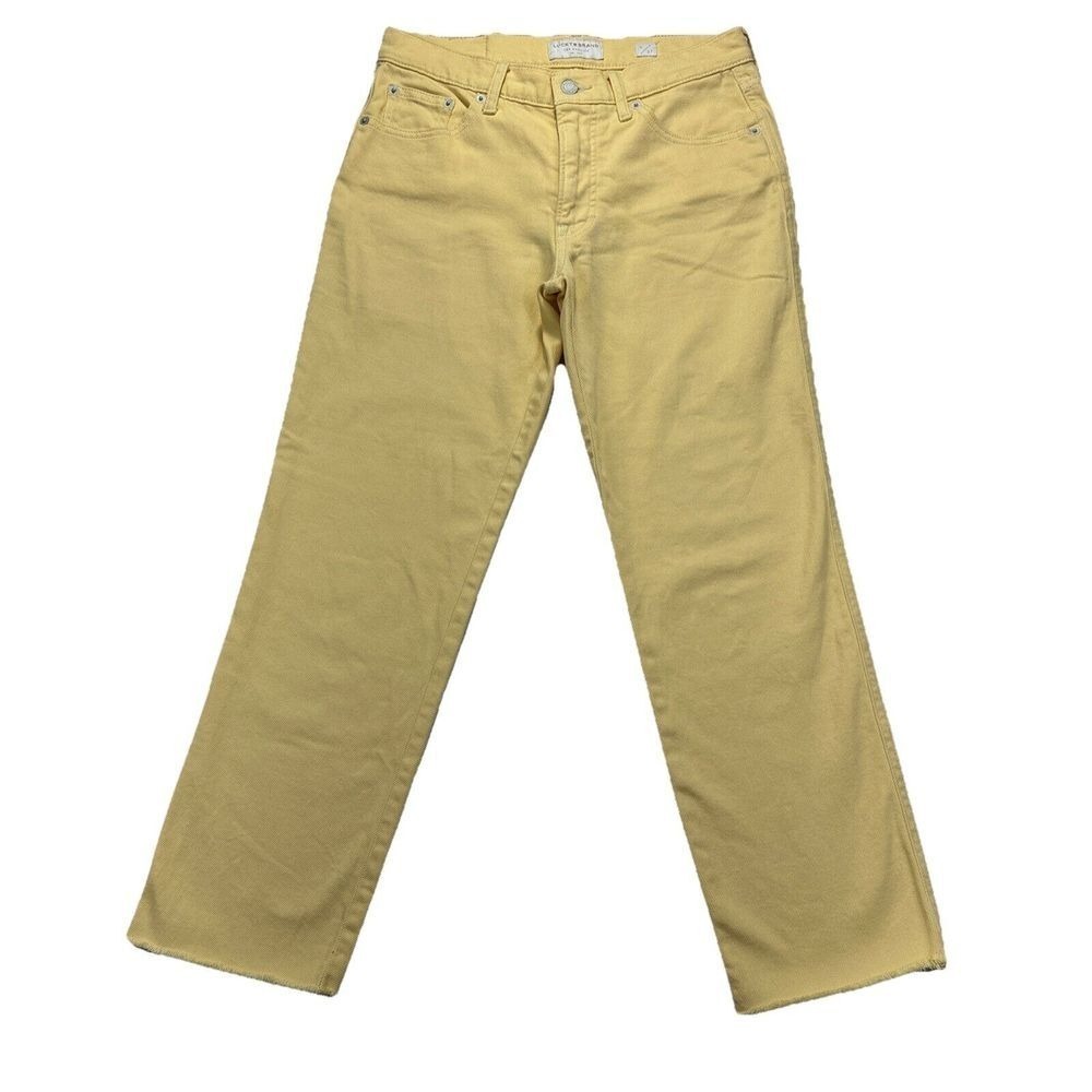 Lucky‎ Brand Jeans Womens 4/27 Midrise Crop Straight Yellow Raw Hem Preppy 29x26